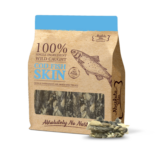 Absolute Bites Single Ingredient Air Dried Treats for Dogs - Cod Fish Skin