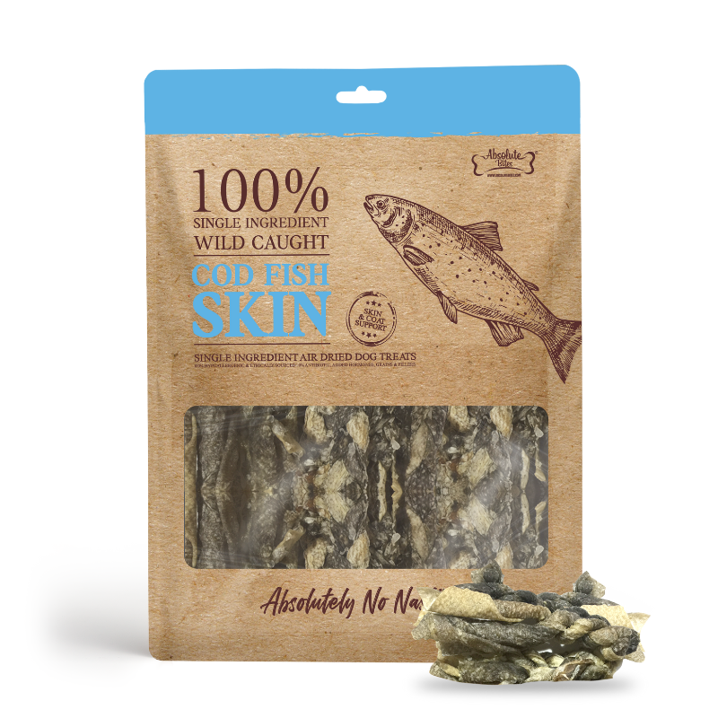 Absolute Bites Single Ingredient Air Dried Treats for Dogs - Cod Fish Skin
