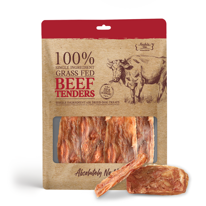 Absolute Bites Single Ingredient Air Dried Treats for Dogs - Grass Fed Beef Tenders - 80g