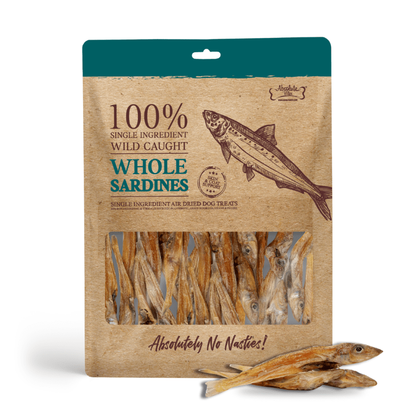 Absolute Bites Single Ingredient Air Dried Treats for Dogs - Wild Caught Whole Sardines