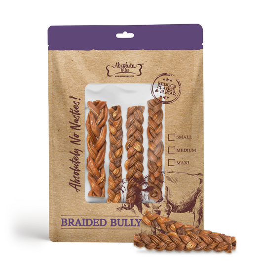 Absolute Bites Single Ingredient Dog Chew - Braided Bully Stick [3 Sizes]