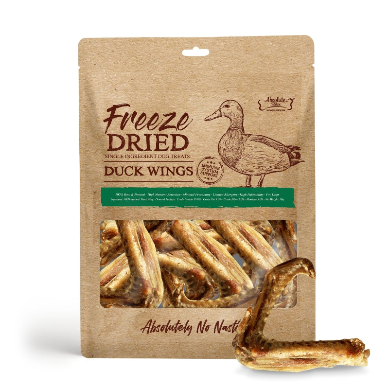 Absolute Bites Single Ingredient Freeze Dried Dog Treats - Duck Wings (70g)
