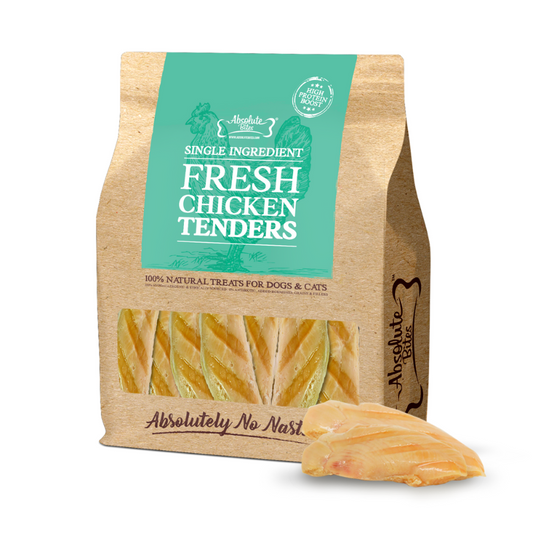 Absolute Bites Single Ingredient Fresh Cuts Treat for Cats & Dogs - Fresh Chicken Tenders - 12pcs