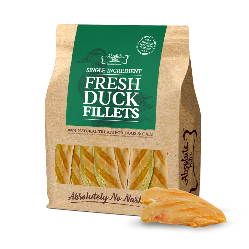 Absolute Bites Single Ingredient Fresh Cuts Treat for Cats & Dogs - Fresh Duck Fillets - 12pcs