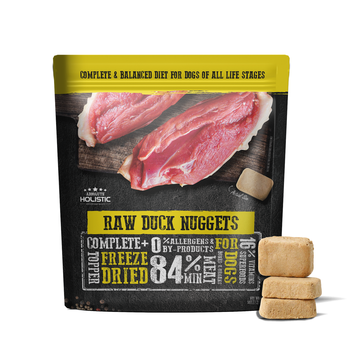 Absolute Holistic Complete & Balanced Freeze Dried Raw Nuggets Dog Food - Duck (14oz)