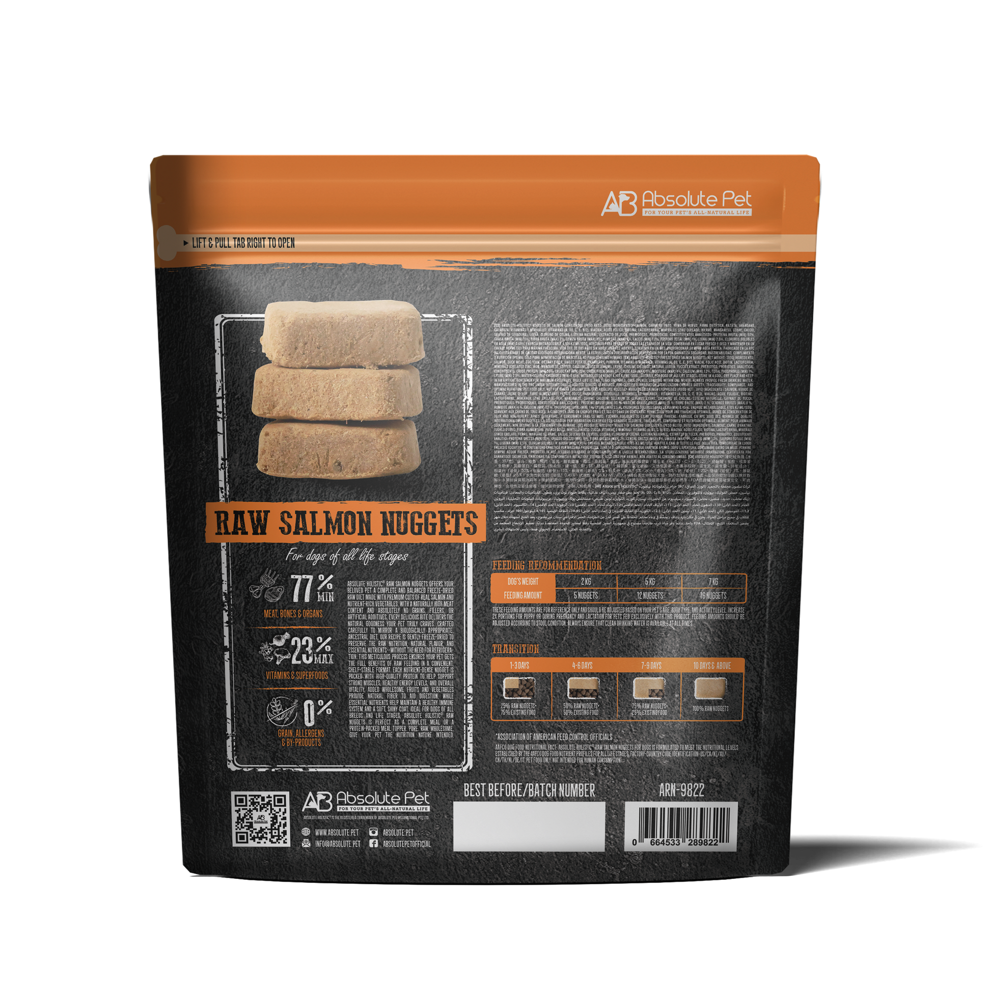 Absolute Holistic Complete & Balanced Freeze Dried Raw Nuggets Dog Food - Salmon (14oz)