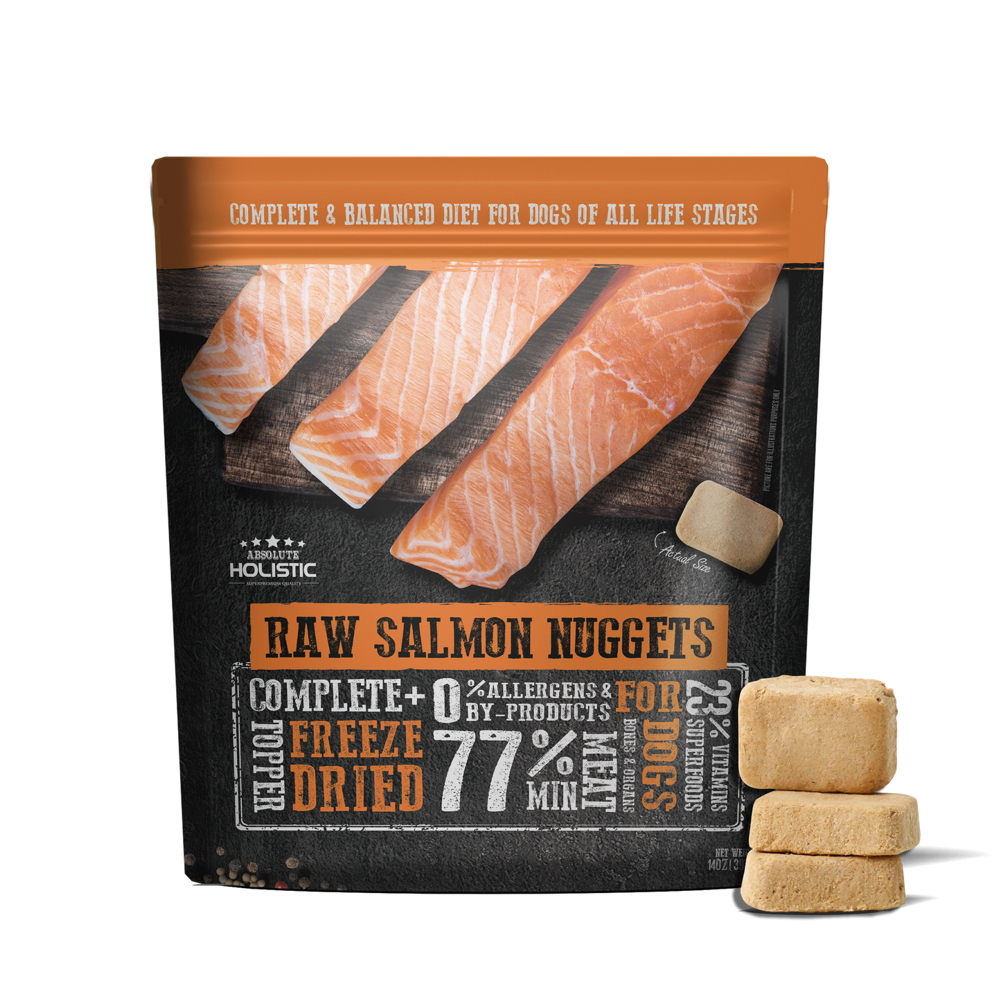 Absolute Holistic Complete & Balanced Freeze Dried Raw Nuggets Dog Food - Salmon (14oz)
