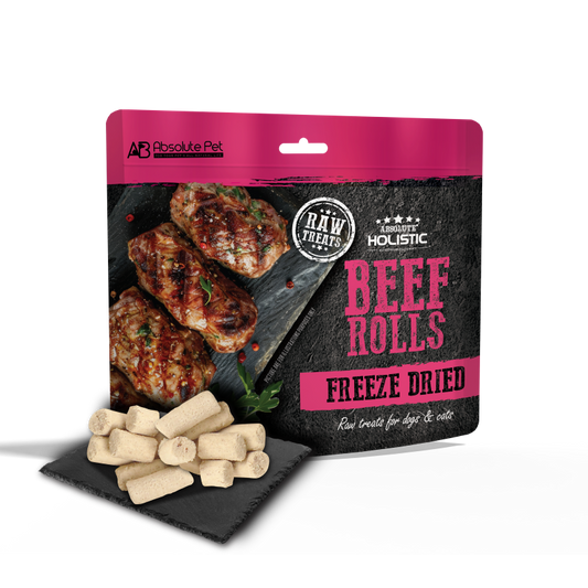 Absolute Holistic Freeze Dried Raw Treats for Cats & Dogs - Beef Rolls (60g)