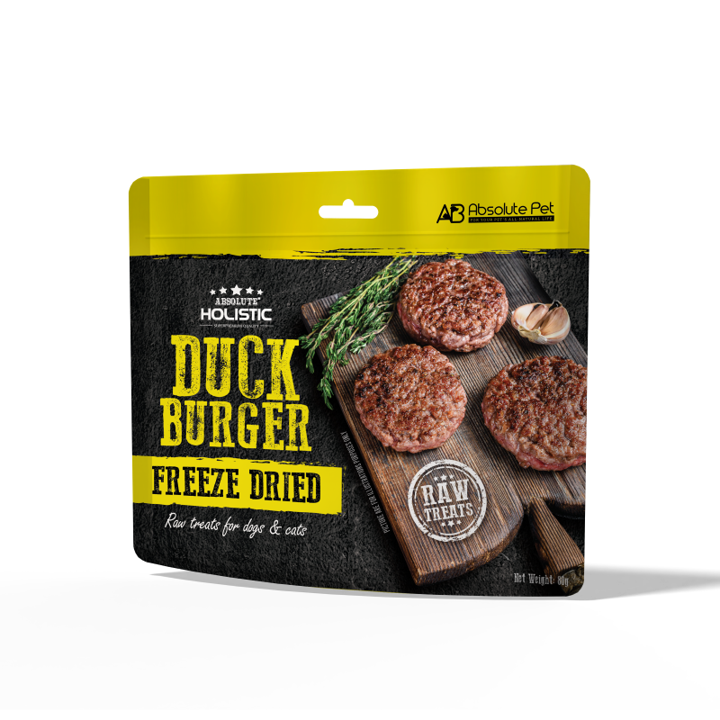 Absolute Holistic Freeze Dried Raw Treats for Cats & Dogs - Duck Burger (80g)