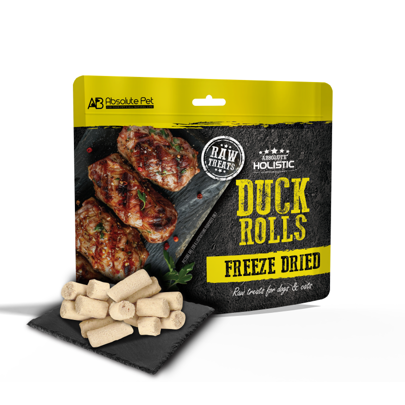 Absolute Holistic Freeze Dried Raw Treats for Cats & Dogs - Duck Rolls (60g)