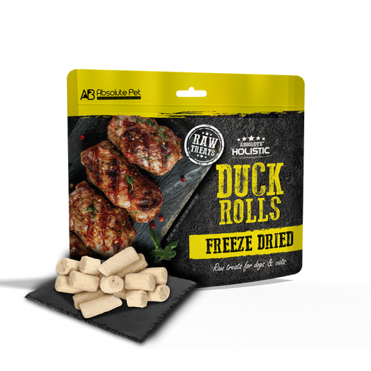 Absolute Holistic Freeze Dried Raw Treats for Cats & Dogs - Duck Rolls (60g)