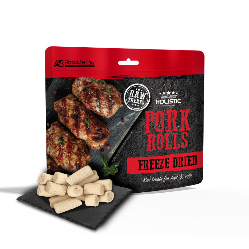 Absolute Holistic Freeze Dried Raw Treats for Cats & Dogs - Pork Rolls (60g)
