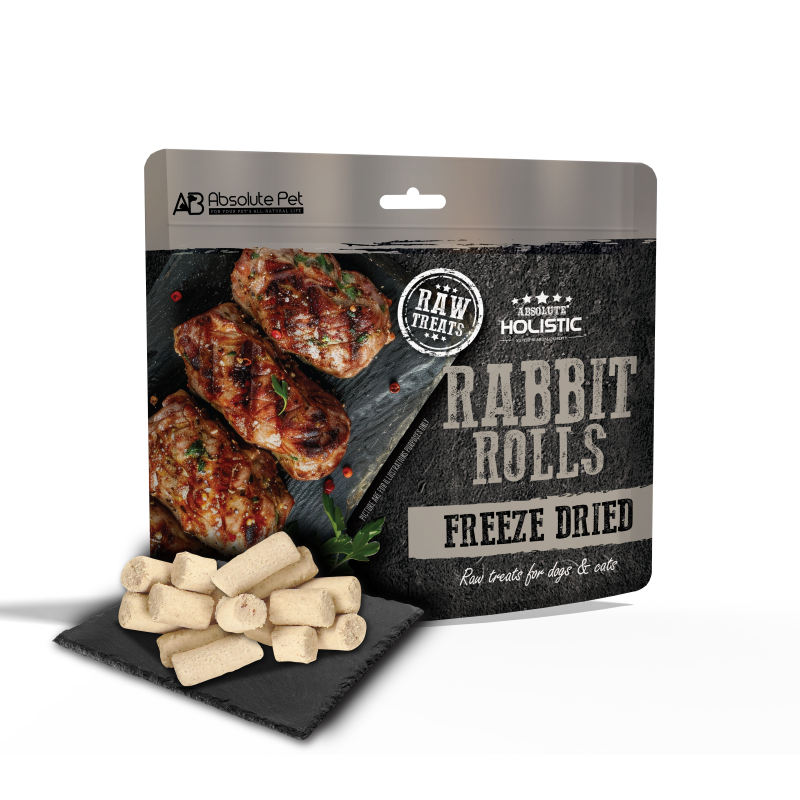 Absolute Holistic Freeze Dried Raw Treats for Cats & Dogs - Rabbit Rolls (60g)