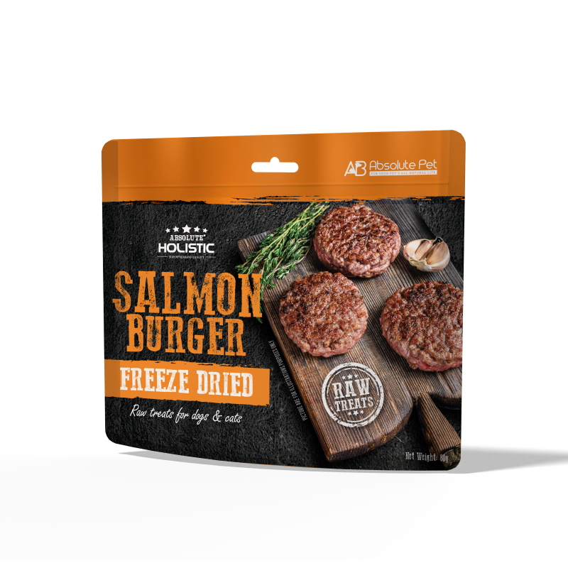 Absolute Holistic Freeze Dried Raw Treats for Cats & Dogs - Salmon Burger (80g)