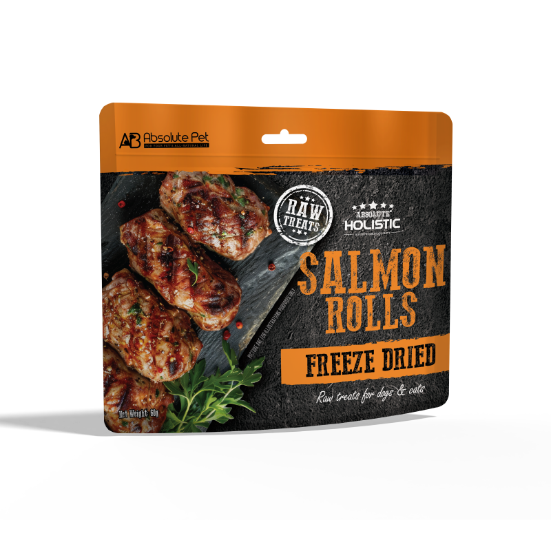 Absolute Holistic Freeze Dried Raw Treats for Cats & Dogs - Salmon Rolls (60g)