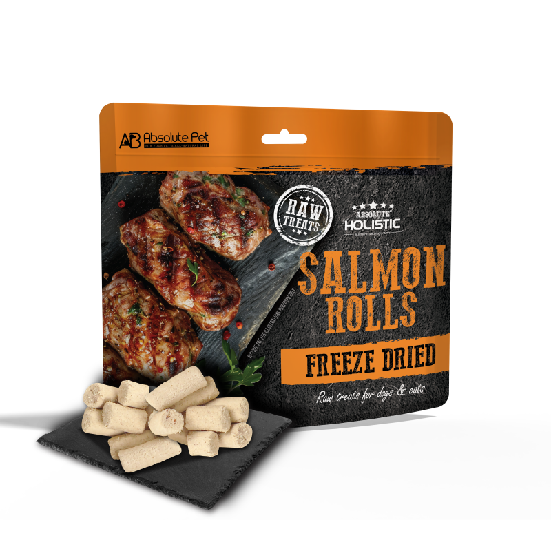 Absolute Holistic Freeze Dried Raw Treats for Cats & Dogs - Salmon Rolls (60g)
