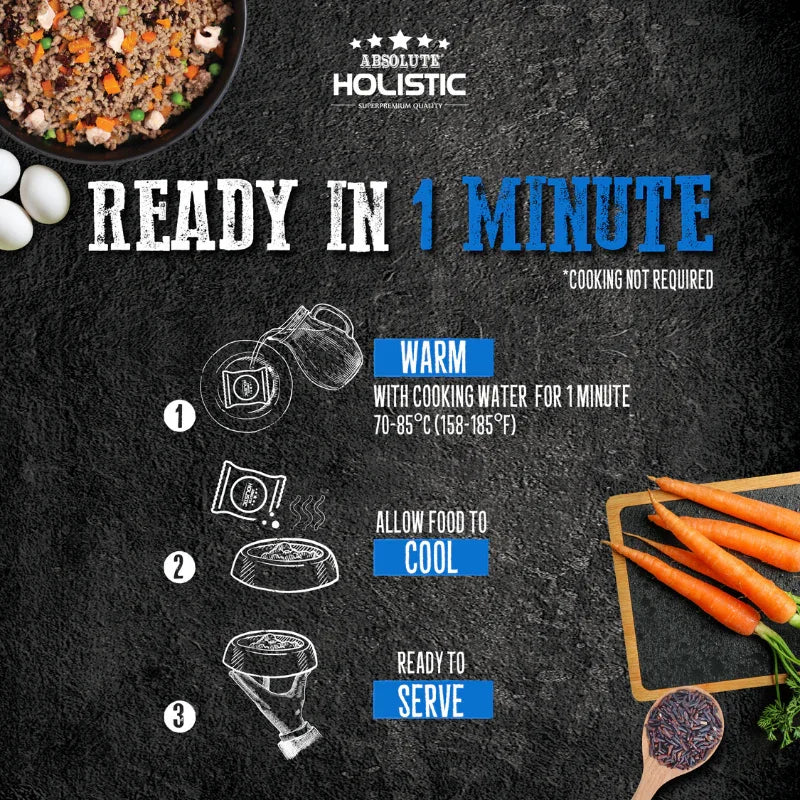 [Try] Absolute Holistic Gently Cooked Dog Sample (375G) - Fish, Peas & Duck
