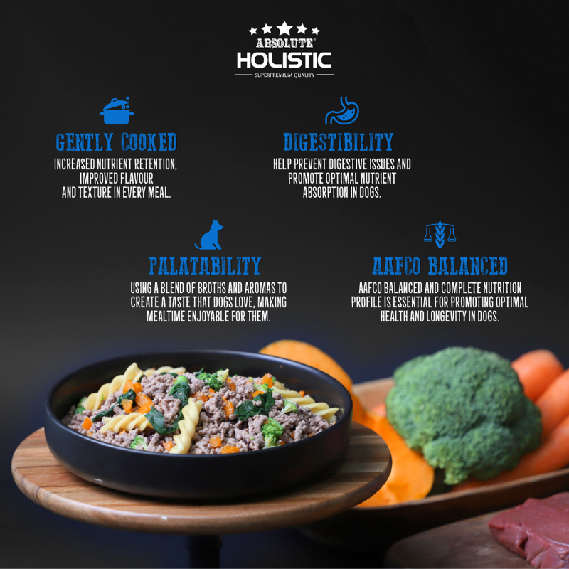 Absolute Holistic Home Cooked Style Recipe Gently Cooked Dog Food (2kg) - Lamb, Peas & Spinach