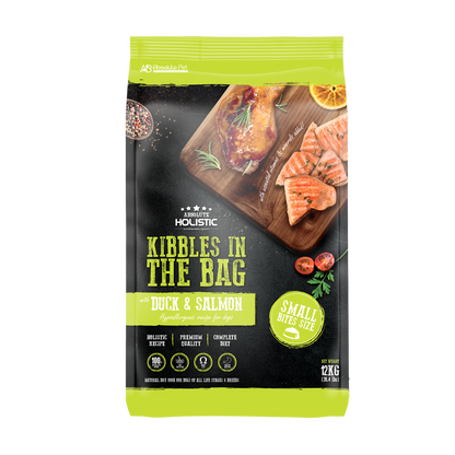 Absolute Holistic Kibbles In The Bag Hypoallergenic Recipe Small Bites Dog Dry Food - Duck & Salmon [2 Sizes]