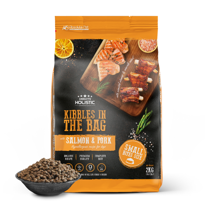 Absolute Holistic Kibbles In The Bag Hypoallergenic Recipe Small Bites Dog Dry Food - Salmon & Pork [2 Sizes]