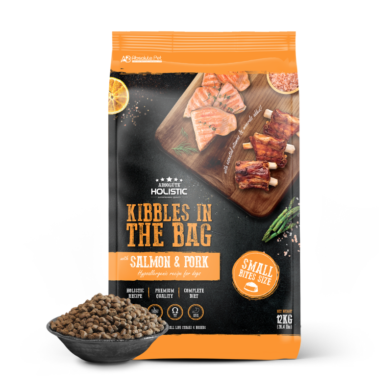 Absolute Holistic Kibbles In The Bag Hypoallergenic Recipe Small Bites Dog Dry Food - Salmon & Pork [2 Sizes]
