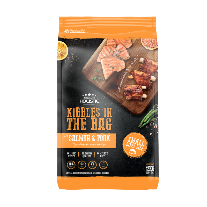 Absolute Holistic Kibbles In The Bag Hypoallergenic Recipe Small Bites Dog Dry Food - Salmon & Pork [2 Sizes]
