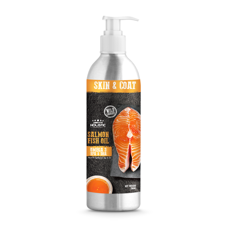 Absolute Holistic Wild Salmon Fish Oil Natural Pet Supplement for Cats & Dogs (250ml)