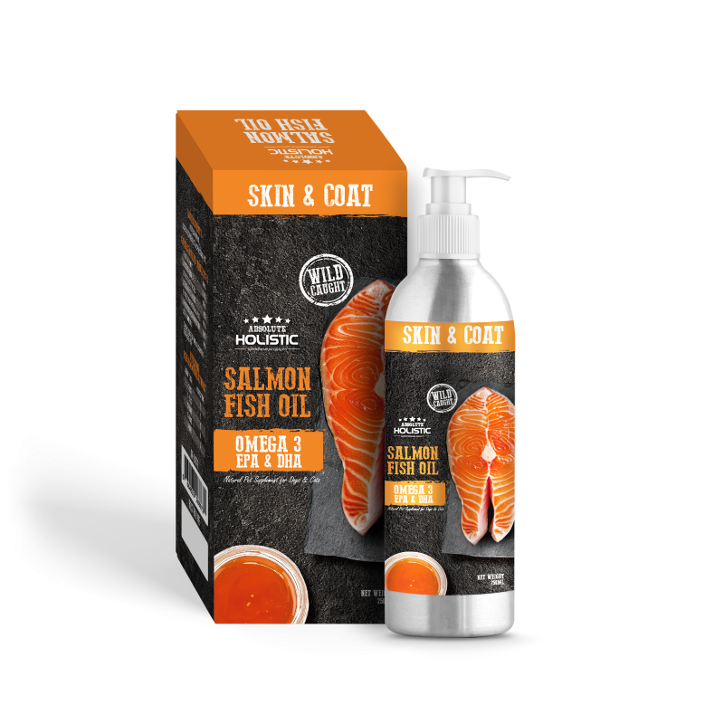 Absolute Holistic Wild Salmon Fish Oil Natural Pet Supplement for Cats & Dogs (250ml)