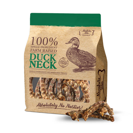 Absolute Bites Single Ingredient Air Dried Treats for Dogs - Duck Neck - 300g