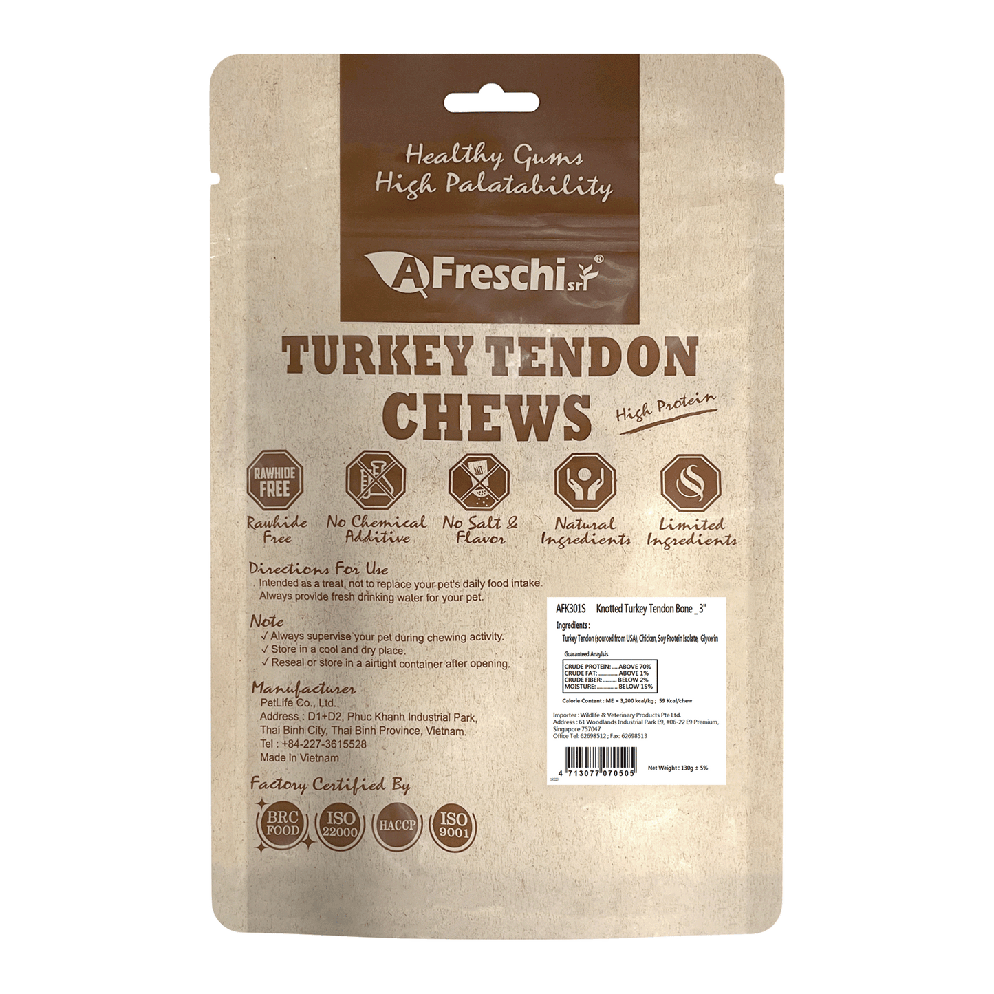 Afreschi Knotted Turkey Tendon Bone 130g