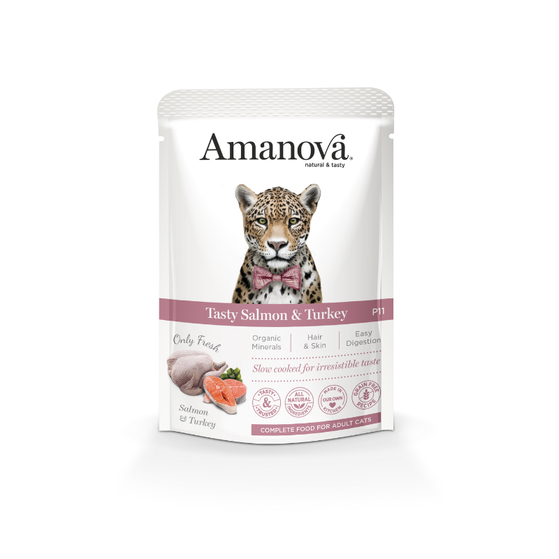 Amanova Cat Pouch Adult Grain-Free Salmon & Turkey 85g