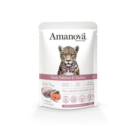 Amanova Cat Pouch Adult Grain-Free Salmon & Turkey 85g