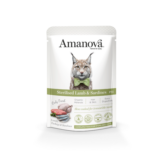 Amanova Cat Pouch Sterilized Grain-Free Lamb & Sardine 85g