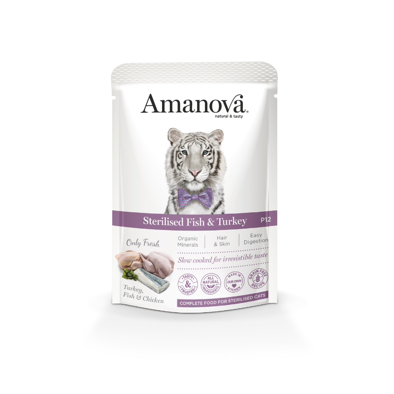 Amanova Cat Pouch Sterilized Grain-Free White Fish & Turkey 85g