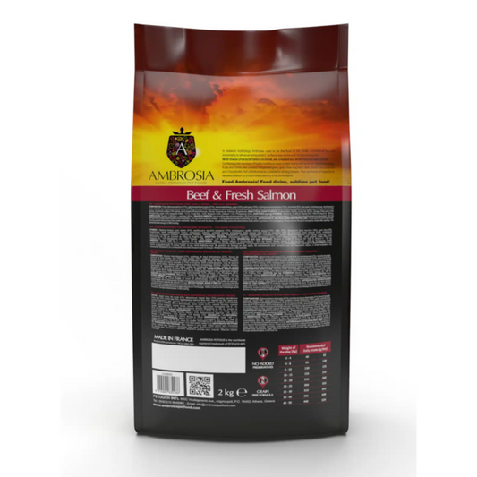 Ambrosia Grain Free Dog Adult Beef & Fresh Salmon 12kg