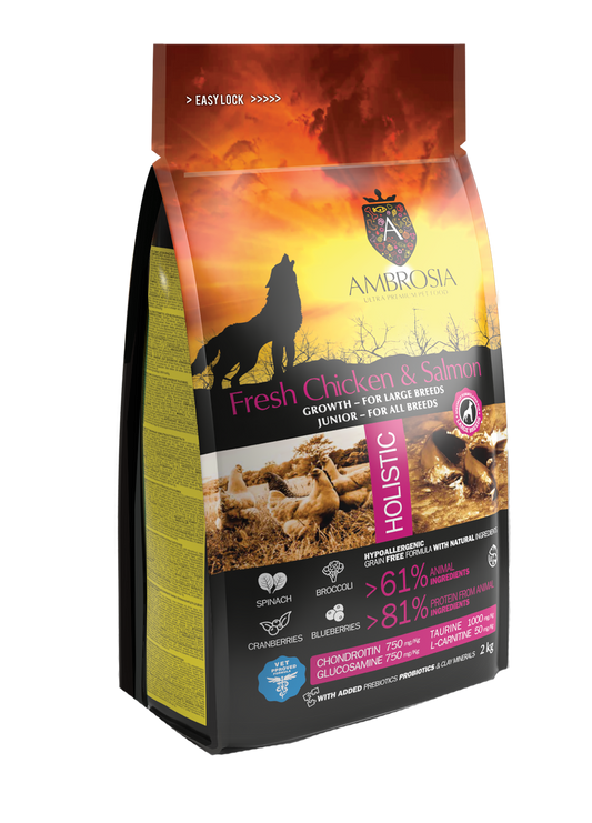 Ambrosia Grain Free Dog Adult Chicken & Fresh Salmon 12kg