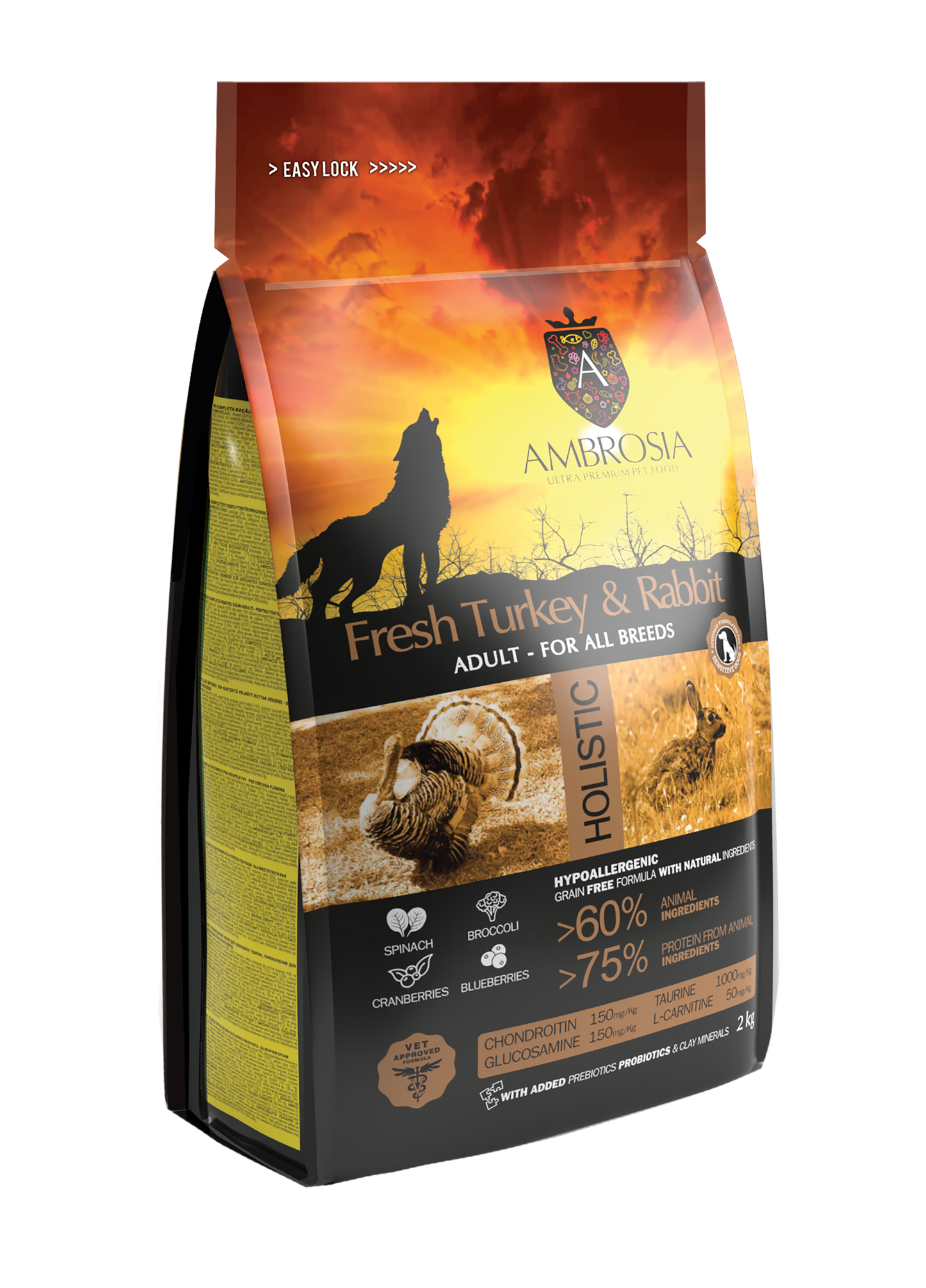 Ambrosia Grain Free Dog Adult Sensitive Fresh Turkey & Rabbit  12kg