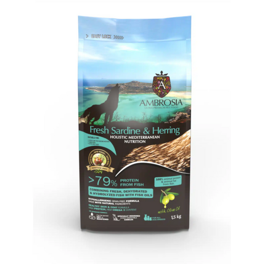 Ambrosia Mediterranean Grain Free Dog Fresh Sardine & Herring (Puppy)