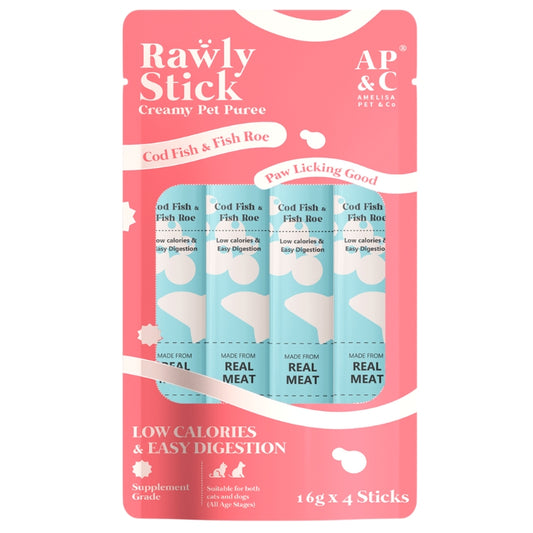 Amelisa Pet & Co Rawly Stick - Cod Fish & Fish Roe 4pcs Pck