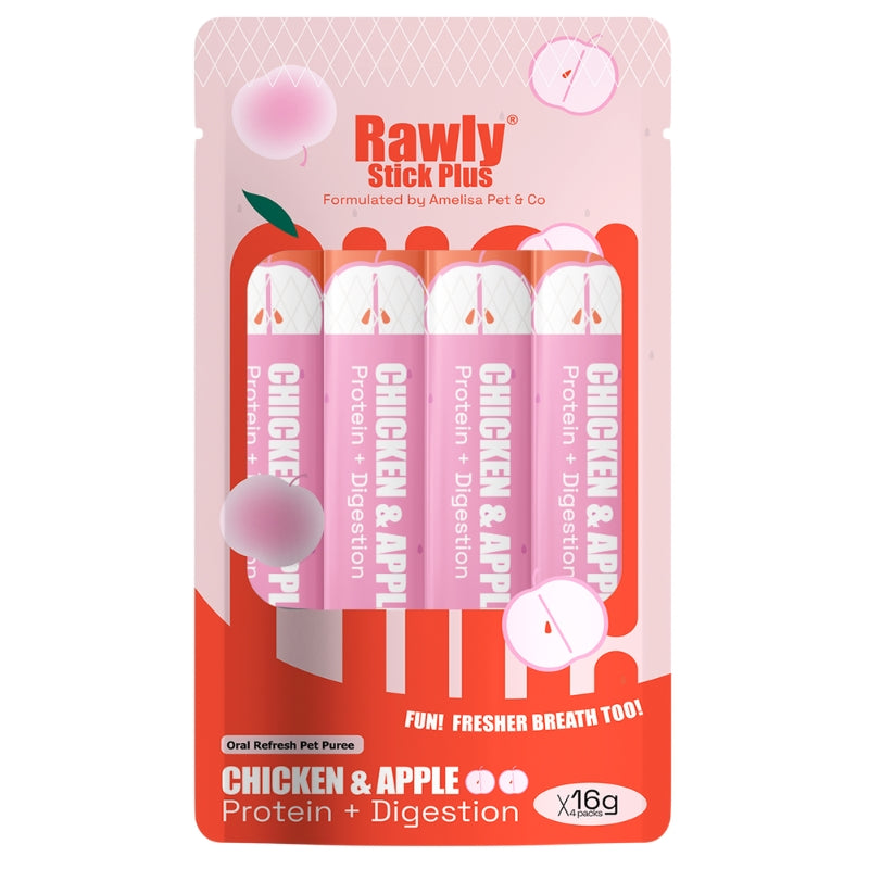 Amelisa Pet & Co Rawly Stick Plus - Chicken & Apple 4pcs Pck