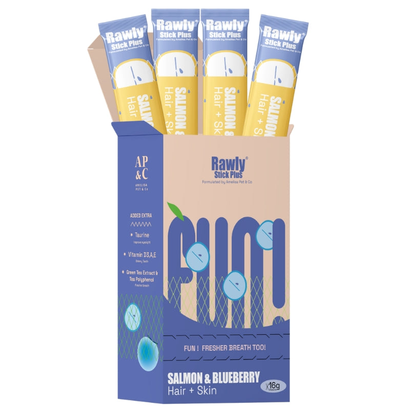 Amelisa Pet & Co Rawly Stick Plus - Salmon & Blueberry 22pcs Box