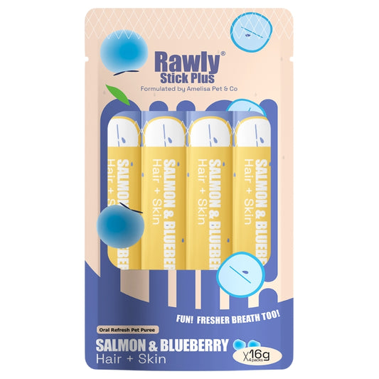 Amelisa Pet & Co Rawly Stick Plus - Salmon & Blueberry 4pcs Pck