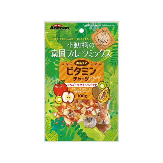 Animan Dried Apple, Kiwi & Papaya Fruit Treats for Small Animals - 100g