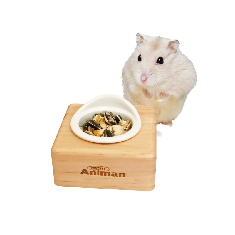 Animan Hamster Food Bowl with Wood Stand - Single