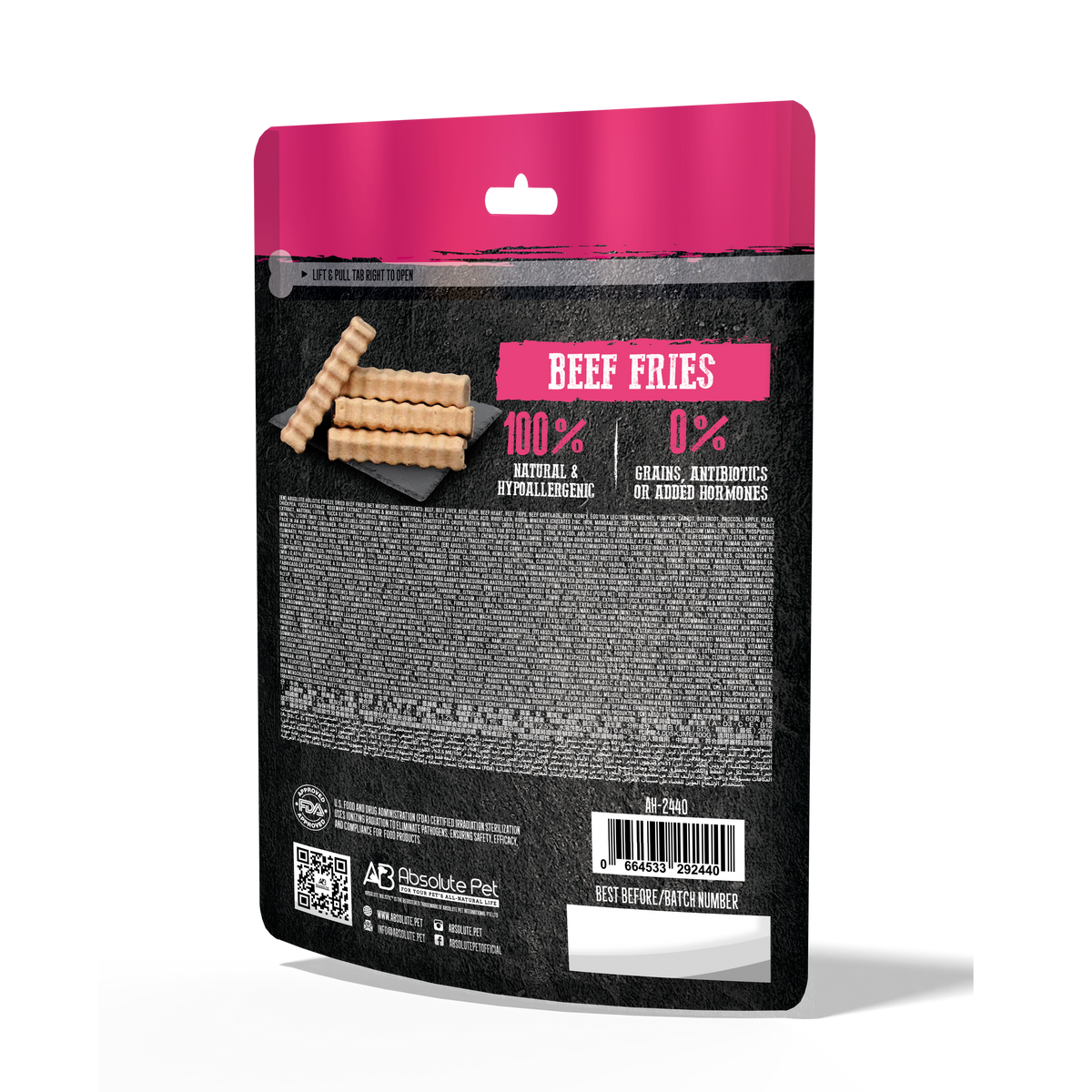 Absolute Holistic Freeze Dried Raw Treats For Cats & Dogs - Beef Fries (60g)