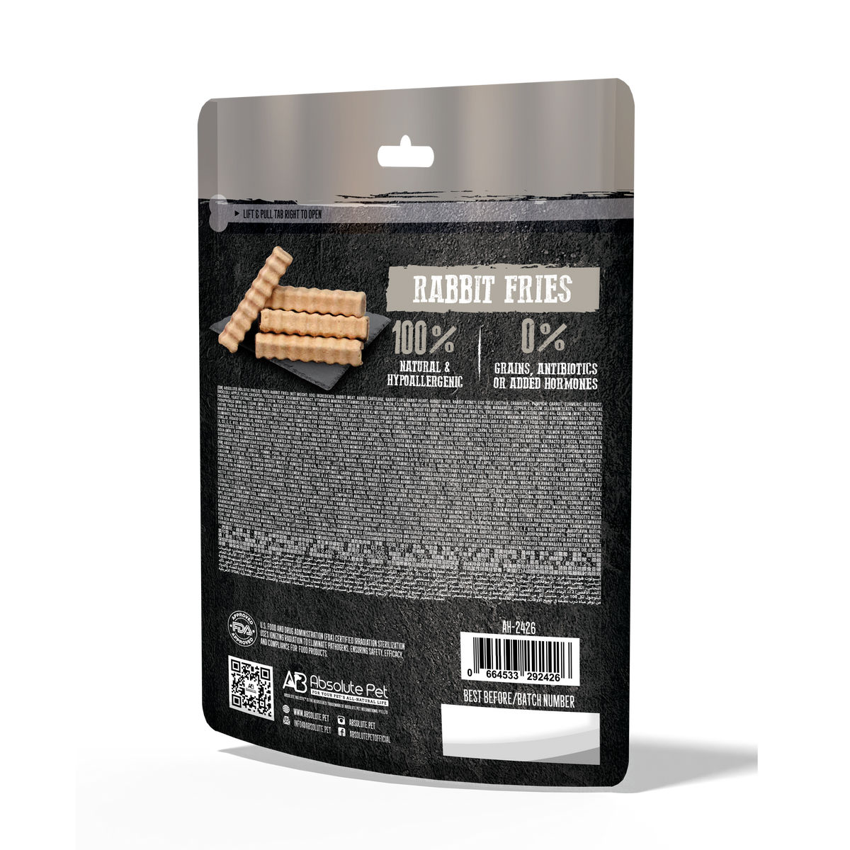 Absolute Holistic Freeze Dried Raw Treats For Cats & Dogs - Rabbit Fries (60g)