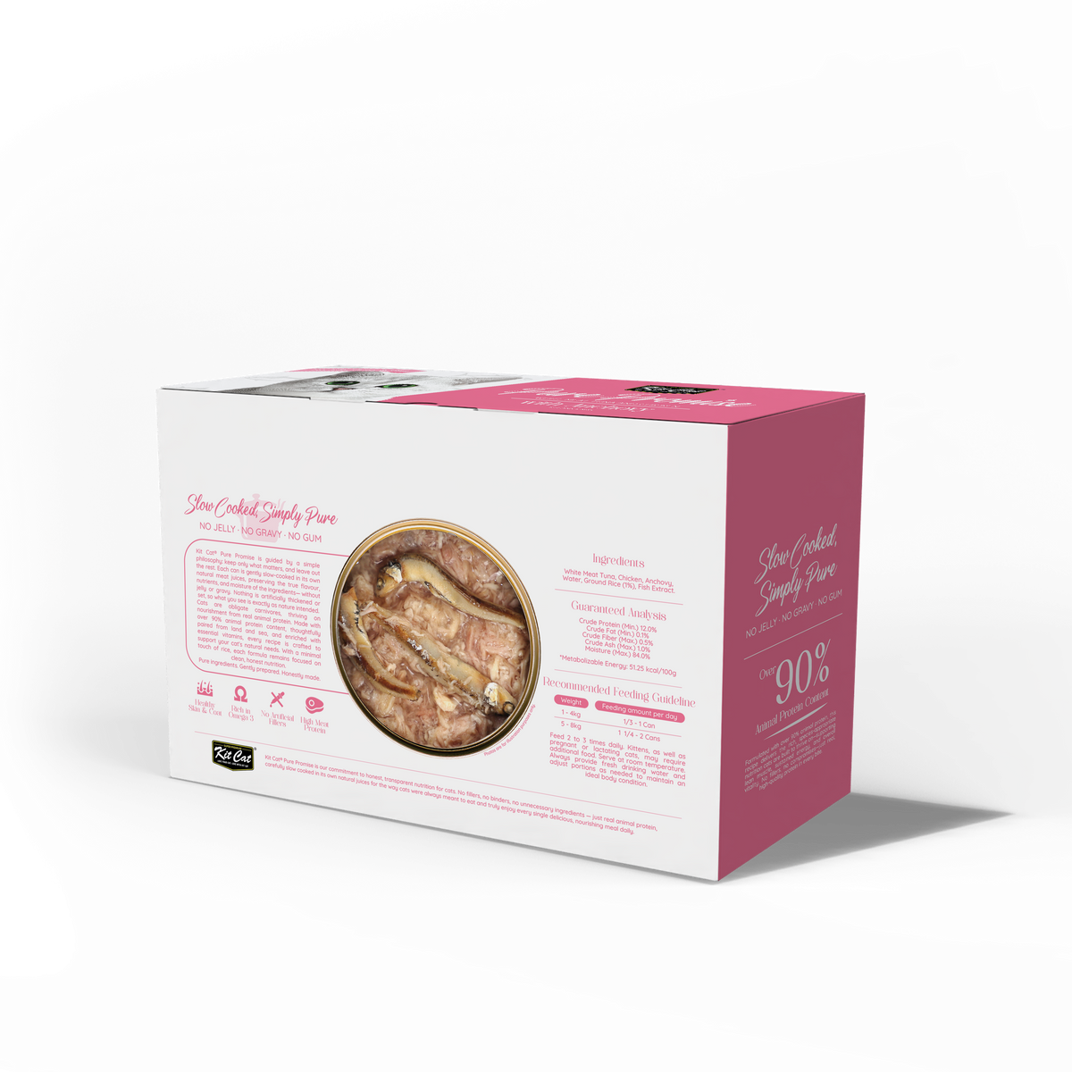 Kit Cat Pure Promise Natural Slow-cooked Wet Cat Food - Tuna & Anchovy 80g - Box Of 12