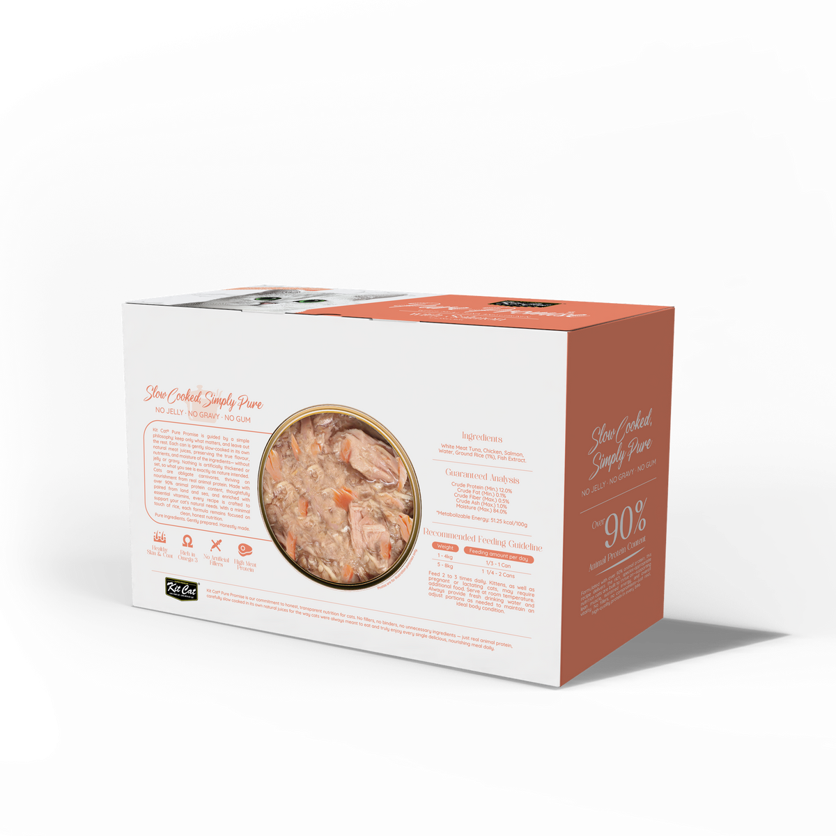Kit Cat Pure Promise Natural Slow-cooked Wet Cat Food - Tuna & Salmon 80g - Box Of 12