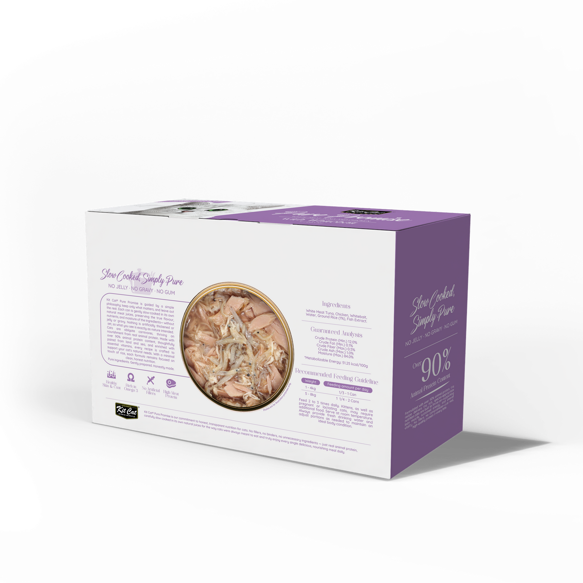 Kit Cat Pure Promise Natural Slow-cooked Wet Cat Food - Tuna & Whitebait 80g - Box Of 12