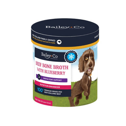 Bailey+Co Dissolvable Freeze Dried Bone Broth + Blueberry (Skin Coat Health) [2 Sizes]